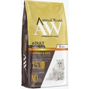 Animal World Hairball Tüy Yumağı Önleyici 15 kg Tavuklu%pirinçli Yetişkin Kedi Maması