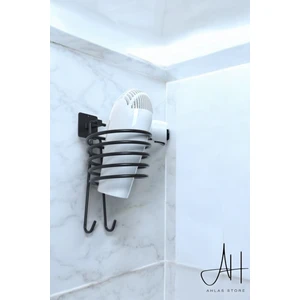 Ahlas Store Siyah Fön Makinesi Askısı Saç Kurutma Makinesi Tutacağı Yapışkanlı Vidalı