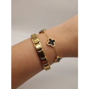 Tılsım Accesories Çelik Bileklik Büyük Yonca Siyah Gold Bileklik