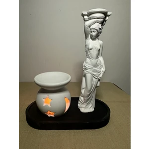 Magno Candles 4 Lü Hediye Seti Dekoratif Obje Tabak Uçucu Yağ Aroma Mumluk,kadın Heykel