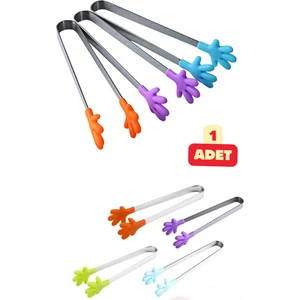 El Şeklinde Mutfak Yemek Hazırlama Maşası Paslanmaz Çelik Silikon Başlıklı Mutfak Sofra Gereci