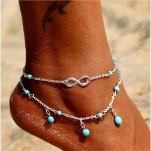 Sonsuzluk Mavi Boncuklu Kadın Ayak Halhal