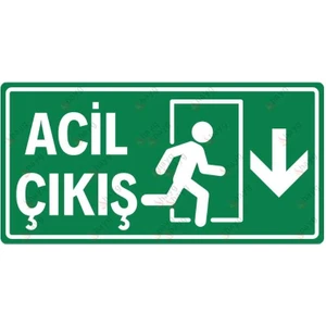 Hayg Equipment Acil Çıkış Levhası - Aşağı Yönlü - Dekota Üzerine Uv Baskı