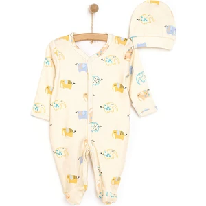 Hellobaby Yenidoğan Fil Baskılı Erkek Tulum-Şapka Erkek Bebek