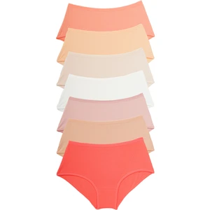 Kadın Külot Yuksek Bel 7 Li Paket Likralı Vanilya