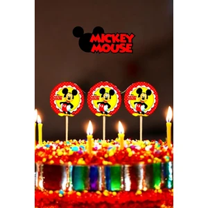 16 Adet Mickey Mouse Temalı Kürdan - Doğum Günü Parti ve Eğlenceli Etkinlikler Için