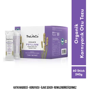 Organik Karnıyarık Otu (Psyllium) İçecek Tozu 4g x 60 Adet Şase (Glutensiz, Katkısız, Doğal)