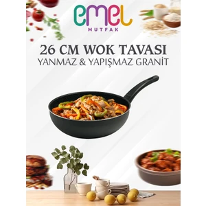 EMEL 26 Cm Granit Wok Tavası