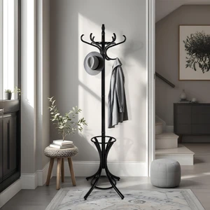 adore mobilya Handy Mate Dorya 12LI Ahşap Askılık-Mat Siyah 51 x 185 x 51  cm