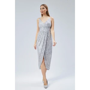 Kruvaze Yaka Ip Askılı Payet Abiye Elbise