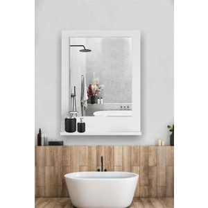 Safir Banyo Aynası, DRESUAR,60X45 Beyaz Raflı Banyo Aynası