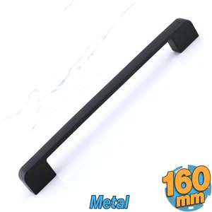 Radus Siyah Metal Kulp 160 mm -16 cm Mobilya Çekmece Mutfak Dolabı Dolap Kulpları