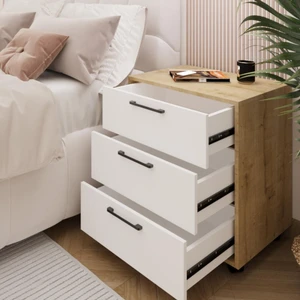 Moss Komodin Safir Meşe- Beyaz Çekmece
