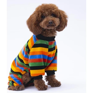 Yumoş Çizgili Kadife Yumuşak Kedi Köpek Tulumu Kedi Köpek Kıyafeti