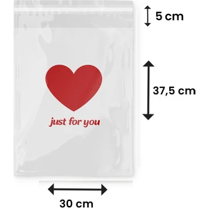 Just For You Baskılı - Beyaz Cepsiz Kargo Poşeti 30X37,5X5 - 100 Adet
