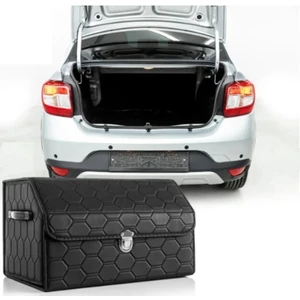 Kapitone Deri Oto Bagaj Düzenleyici - Siyah