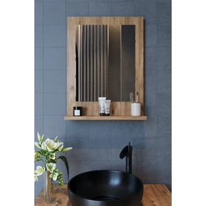 Safir Banyo Aynası, Dik DRESUAR,60X45 Atlantik Çam Raflı Banyo Aynası