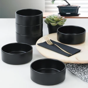 Mat Siyah Stackable Çorba Kasesi 14 Cm 6 Adet