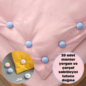20 Adet Mantar Yorgan Kılıfı ve Çarşaf Sabitleyici Tutucu Düğme Seti Nevresim Örtü Perdedüzenleyici