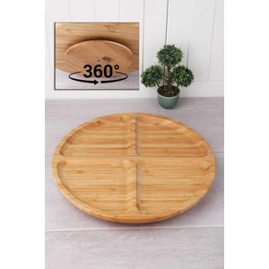Çavdar Group Bambu Lüx 30 Cm Dönerli 4 Bölmeli Kahvaltı Sunum Tabağı