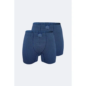 Erkek Desenli 2 Li Pamuk Elastan Uzun Boxer 2M073