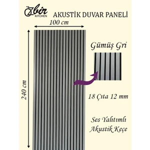 Özbir Mobilya Gümüş Gri Akustik Duvar Paneli 100X240 Ahşap Duvar Paneli