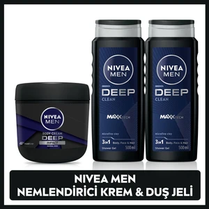 MEN Erkek Nemlendirici El ve Vücut Kremi Deep Impact 400ml ve Duş Jeli Deep Dimension 500ml X2 Adet
