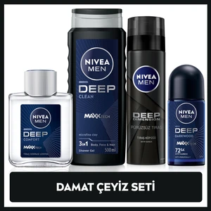 MEN Erkek Damat Çeyiz Bohça Seti, Duş Jeli 500ml, Roll-on 50ml, Losyon 100ml, Tıraş Köpüğü 200ml