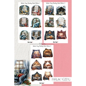 Selis Craft Winter Cozy Reading Nook Kış Temalı Parlak Sticker 01-02-03 Ajanda Planlayıcı Bullet Journal Için Uygundur