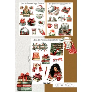 Selis Craft Yeni Yıl Temalı  Planlama Şeffaf Sticker Seti 01-02 Ajanda Planlayıcı Bullet Journal Için Uygundur