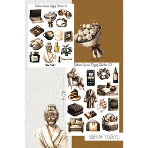 Selis Craft Bakım Gecesi Temalı Şeffaf Sticker Seti 01-02 Ajanda Planlayıcı Bullet Journal Için Uygundur