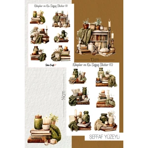 Selis Craft Kitaplar ve Kış Temalı Şeffaf Sticker Seti 01-02 Ajanda Planlayıcı Bullet Journal Için Uygundur