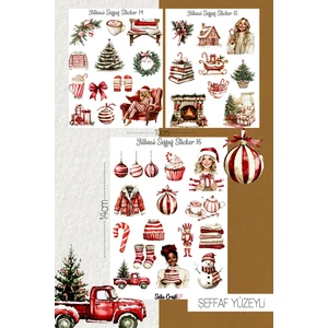 Selis Craft Yeni Yıl Temalı Şeffaf Sticker Seti 14-15-16 Ajanda Planlayıcı Bullet Journal Için Uygundur