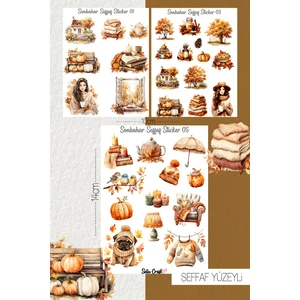 Selis Craft Sonbahar Temalı Şeffaf Sticker 01-03-05 Ajanda Planlayıcı Bullet Journal Için Uygundur
