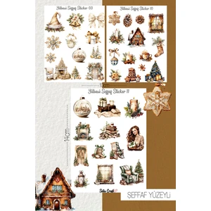 Selis Craft Yeni Yıl Temalı Şeffaf Sticker Seti 03-10-11 Ajanda Planlayıcı Bullet Journal Için Uygundur