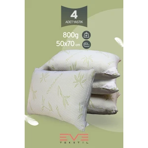 4 Adet Bamboo Serisi Kılıflı Fermuarlı Yıkanabilir Antialerjik Silikon Elyaf Yastık 50x70cm 800 gr