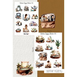Selis Craft Bakım Temalı Şeffaf Sticker Seti 01-02 Ajanda Planlayıcı Bullet Journal Için Uygundur