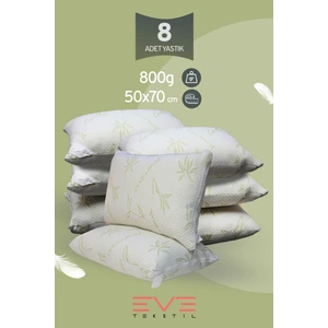 8 Adet Bamboo Serisi Kılıflı Fermuarlı Yıkanabilir Antialerjik Silikon Elyaf Yastık 50x70cm 800 gr