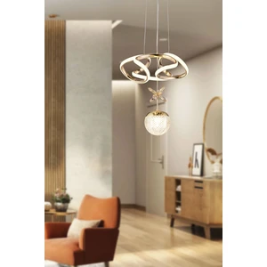 Trend Rose Tek Toplu Çiçek Modern Sarkıt LED Avize Taşlı Gold Kaplamalı