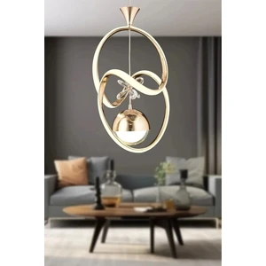 Trend Rose Badem Modern Sarkıt LED Avize 3 Renk Toplu Kelebek Taşlı Gold Kaplamalı