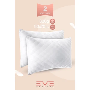 2 Adet Diamond Serisi Kılıflı Fermuarlı Yıkanabilir Antialerjik Silikon Elyaf Yastık 50x70cm 800 gr