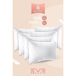 6 Adet Diamond Serisi Kılıflı Fermuarlı Yıkanabilir Antialerjik Silikon Elyaf Yastık 50x70cm 800 gr