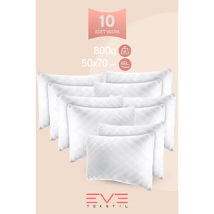10 Adet Diamond Serisi Kılıflı Fermuarlı Yıkanabilir Antialerjik Silikon Elyaf Yastık 50x70cm 800 gr
