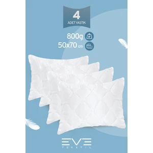 4 Adet Diamond Plus Serisi Kılıflı Fermuarlı Yıkanabilir Antialerjik Silikon Elyaf Yastık 50x70cm 800 gr