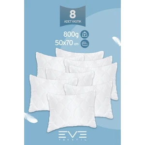 8 Adet Diamond Plus Serisi Kılıflı Fermuarlı Yıkanabilir Antialerjik Silikon Elyaf Yastık 50x70cm 800 gr