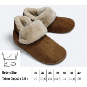 Rahat Taban Içi Kürklü Kaşe Panduf Ev Iş Ofis Ayakkabısı Sıcacık Ev Botu