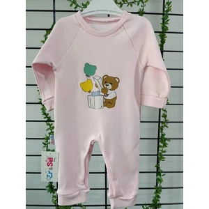 Erselbaby Kız Bebek Pamuklu Ayıcık Baskılı Pembe Tulum - Uzun Kollu ve Rahat