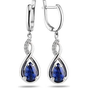 925 Ayar Su Damlası Safir Zirkon Taşlı Gümüş Küpe