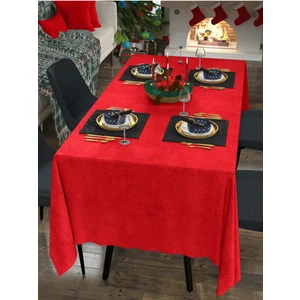 Sima Home Kadife Dokulu Kırmızı Masa Örtüsü