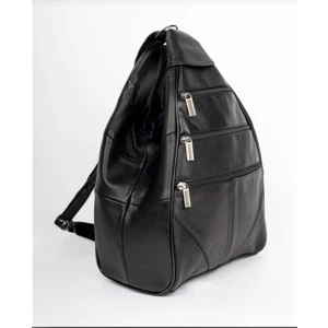 - Hakiki Deri Siyah Kadın Askılı Sırt Çantası - Omuz Çantası